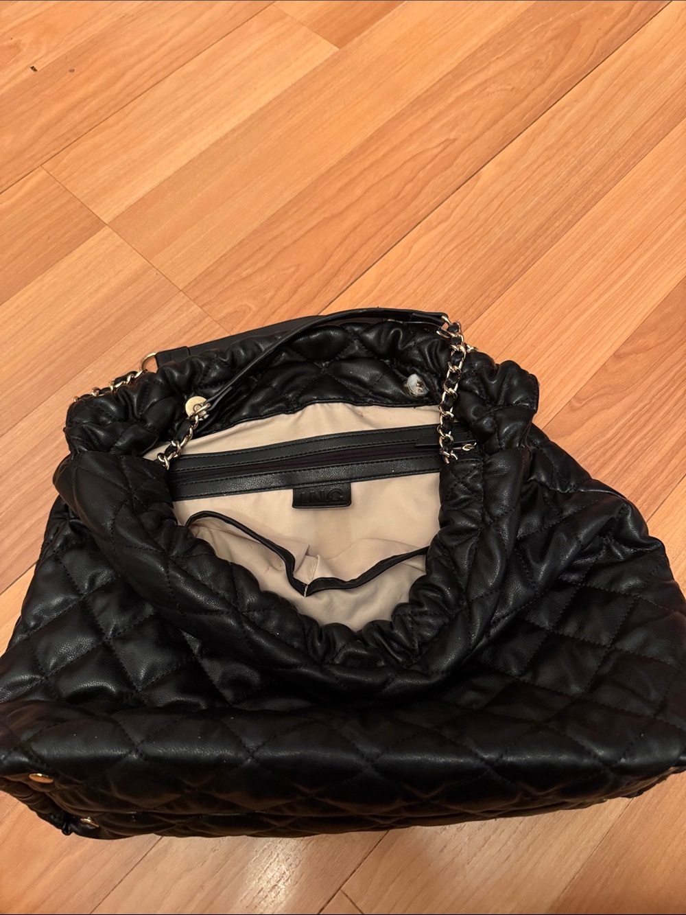 INC Quilted Black Chain-Handle Women's Shoulder Bag